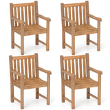 Tangkula Teak Wood Patio Dining Chair