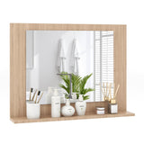 Tangkula Bathroom Mirror with Shelf, 23.5" x 17.5" Rectangle Wood Frame Bathroom Vanity Mirror for over Sink