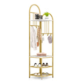 Tangkula Corner Hall Tree, 71 Inch Tall Entryway Coat Rack with Shoe Bench & 4 Storage Shelves