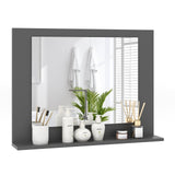 Tangkula Bathroom Mirror with Shelf, 23.5" x 17.5" Rectangle Wood Frame Bathroom Vanity Mirror for over Sink