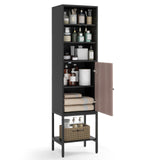 Tangkula Tall Bathroom Storage Cabinet with 1 Door and 4 Shelves, 57" H Narrow Floor Cabinet with Adjustable Shelves