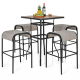 Tangkula 5-Piece Patio Dining Set, Outdoor 27.5" Bar Height Table & 4 30" Barstools w/Umbrella Hole