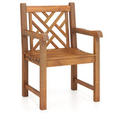 Tangkula Teak Wood Patio Dining Chair