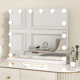 Tangkula Vanity Mirror with Light, 22" x 17" Makeup Mirror with 14 Bulbs