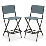 Counter Height Folding Bar Chairs with Back and Footrest - Tangkula