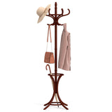 Tangkula Coat Rack with Umbrella Holder, 73 Inch Freestanding Coat Hanger Stand with 12 Hooks