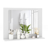 Tangkula Bathroom Mirror with Shelf, 23.5" x 17.5" Rectangle Wood Frame Bathroom Vanity Mirror for over Sink