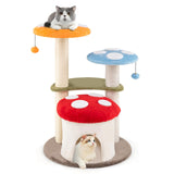 Tangkula Mushroom Cat Tree, 35 Inch Cute Cat Tower with Sisal Scratching Posts, Cat Condo