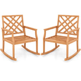 Tangkula Teak Wood Rocking Chair, Oversized Porch Rocker with Backrest and Slatted Seat (1/2, 32 x 28 x 35 Inch)