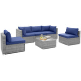 Outdoor Wicker Furniture Set with Tempered Glass Coffee Table, Comfy Seat & Back Cushions