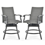 Tangkula Patio Swivel Bar Chairs Set of 2, Aluminum 360 Swiveling Bar Height Chair with 4D Air Fiber Cushion