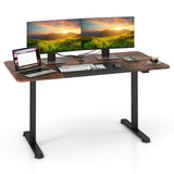 Tangkula 55 x 28 Inch Large Electric Standing Desk, Height Adjustable Sit to Stand Desk with Powerful Motor & Hanging Hook