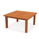 Tangkula Patio Coffee Table with Umbrella Hole, Outdoor Solid Wood Side Table with Slatted Tabletop & Teak Oil Finish