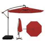 TANGKULA 10FT Hanging Offset Umbrella, Cantilever Umbrella with 32 LED Lights