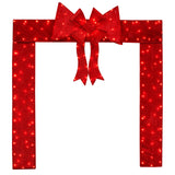 Tangkula Pre-Lit Christmas Doorway Arch w/Bow, LED Lighted Festive Door Decoration w/ 240 Red LED Lights