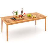 Tangkula 8-Person Outdoor Acacia Wood Dining Table, 79” x 35” Rectangular Bistro Table with 1.96” Umbrella Hole