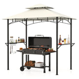 Tangkula 8x5 Ft Grill Gazebo, 2-Tier Barbecue Gazebo with 2 Shelves