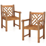 Tangkula Teak Wood Patio Dining Chair