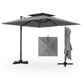 TANGKULA 9.5 FT Cantilever Patio Umbrella, Outdoor Square Offset Umbrella with 360-degree Rotation