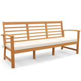 Tangkula Patio 64 Inch Wood Bench, 3-Seat Extra Long Acacia Chair w/Seat Cushion