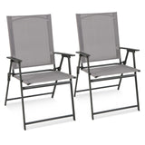 Tangkula Set of 2 Patio Folding Chairs, High Back Dining Chairs with Weather-Resistant Fabric