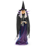 Tangkula 6 FT Halloween Standing Animated Witch with Candy Dish