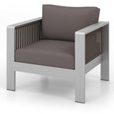 Tangkula Patio Furniture Aluminum Armchair, Outdoor Single Sofa with Thick Back & Seat Cushion