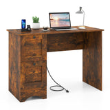 Tangkula Computer Desk with Drawers & Charging Station