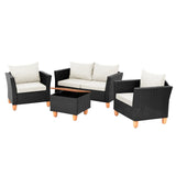 Tangkula Outdoor Conversation Set, Patio Cushioned Chairs w/Storage Coffee Table