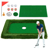 Tangkula Floating Golf Green for Pool, Floating Chipping Green Includes Golf Hitting Mat