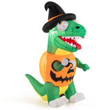 Tangkula 6 FT Halloween Inflatables Pumpkin Dinosaur with Witch Hat, Hook Hand & Built-in LED Lights