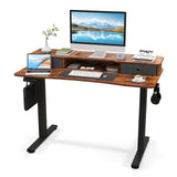 Tangkula Standing Desk with Drawers, Electric Stand-up Desk with Monitor Stand