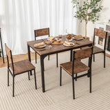 Tangkula Dining Table Set for 4, Retro Kitchen Table and Chairs Set for 4