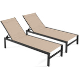 Tangkula Aluminum Patio Chaise Lounge, Outdoor Adjustable Lounge Chair with 6-Position Backrest