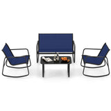 Tangkula 4 Piece Patio Rocking Set, 2 Rocking Chairs & Loveseat with Glass-Top Table