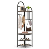 Tangkula Corner Hall Tree, 71 Inch Tall Entryway Coat Rack with Shoe Bench & 4 Storage Shelves