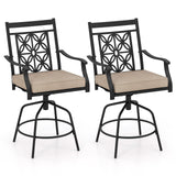 Tangkula Outdoor Swivel Bar Stools Set, Bar Height Patio Chairs with Seat Cushions