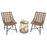 Tangkula 3 Pieces Outdoor Furniture Set with Pet House