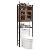 Tangkula Over The Toilet Storage Cabinet, 5-Tier Bathroom Space Saver w/2 Metal Mesh Doors & 3-Position Adjustable Shelf