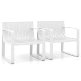 Tangkula Patio Chairs Set of 2/4, Weather-Resistant Plastic Outdoor Armchairs