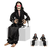 Tangkula 5 FT Halloween Animated Sitting Reaper with Moving Upper Body