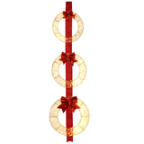 Tangkula Set of 3 Christmas Lighted Wreaths, Pre-Lit Metal Wreaths on Red Ribbon w/ 450 Warm White LED Lights & Bows