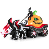 Tangkula 9 FT Halloween Inflatable Grim Reaper Driving Pumpkin Carriage, LED Lighted Carriage with Pumpkin & Skeleton Dragon