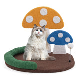 Tangkula 17 Inch Mushroom Cat Bed, Cat Claw Scratcher with Wide Large Platform, Sisal Scratching Panel