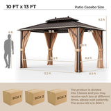 Tangkula Hardtop Gazebo, Patio Gazebo with Galvanized Steel Double Roof & Aluminum Frame