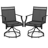 Tangkula Outdoor Swivel Dining Chairs Set of 2/4, Patio Chairs with Quick-Drying Fabric and Metal Frame