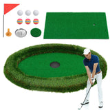 Tangkula Floating Golf Green for Pool, Floating Chipping Green Includes Golf Hitting Mat