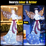 Tangkula 5 FT Outdoor Christmas Lighted Angel, Xmas Yard Pre-Lit Angel with Harp, Halo & 120 Cold White LED Lights