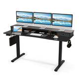 Tangkula Standing Desk with Drawers, Electric Stand-up Desk with Monitor Stand