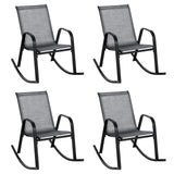 Tangkula Patio Rocking Chair Set of 2/4, Outdoor Ergonomic Rockers with Breathable Fabric Seat